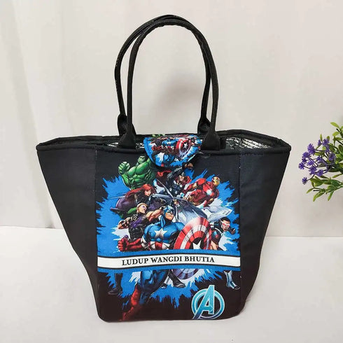 Personalized Cartoon Printed Lunch Bag With Handle for Kids